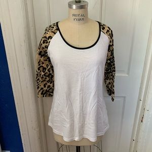 Cotton on leopard sleeve open back top